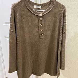 Brown Cozy Zenana Henley